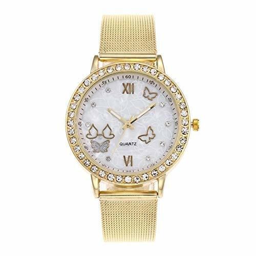 Social Reloj de Pulsera analógico de Cuarzo con Correa de Malla de Metal