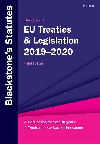 Libro Blackstone's EU Treaties & Legislation 2019-2020