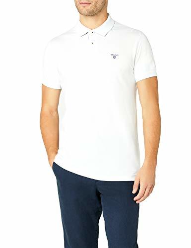 Gant Contrast Color Pique - Polo con manga corta para hombre, Blanco