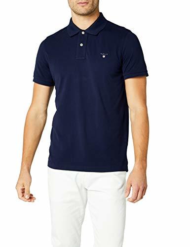 GANT Solid Pique SS Rugger, Polo para Hombre, Azul