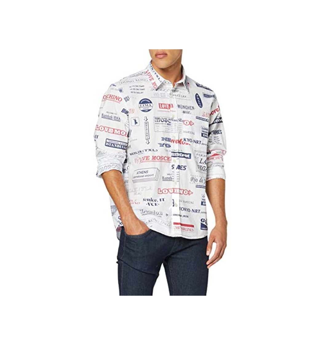 Social Love Moschino Allover Airports Print_Long Sleeve Shirt Camisa,