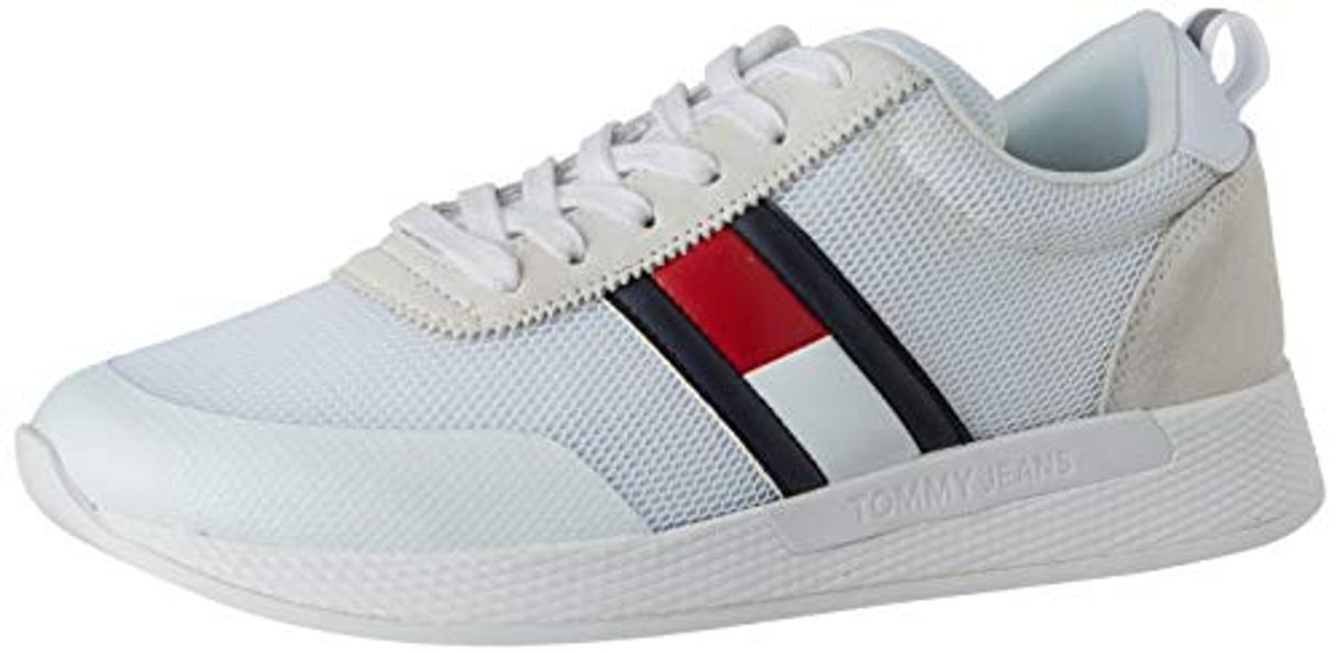 Moda Tommy Hilfiger Flexi Tommy Jeans Flag Sneaker, Zapatillas Hombre, Blanco