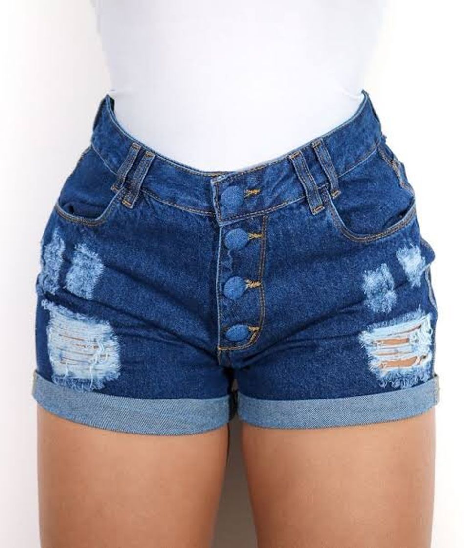 Moda Shorts Jeans Botão encapado Destroyed BLUE- VERÃO 2021 ...