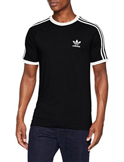 adidas Tres Bandas Camiseta de Manga Corta, Hombre, Negro