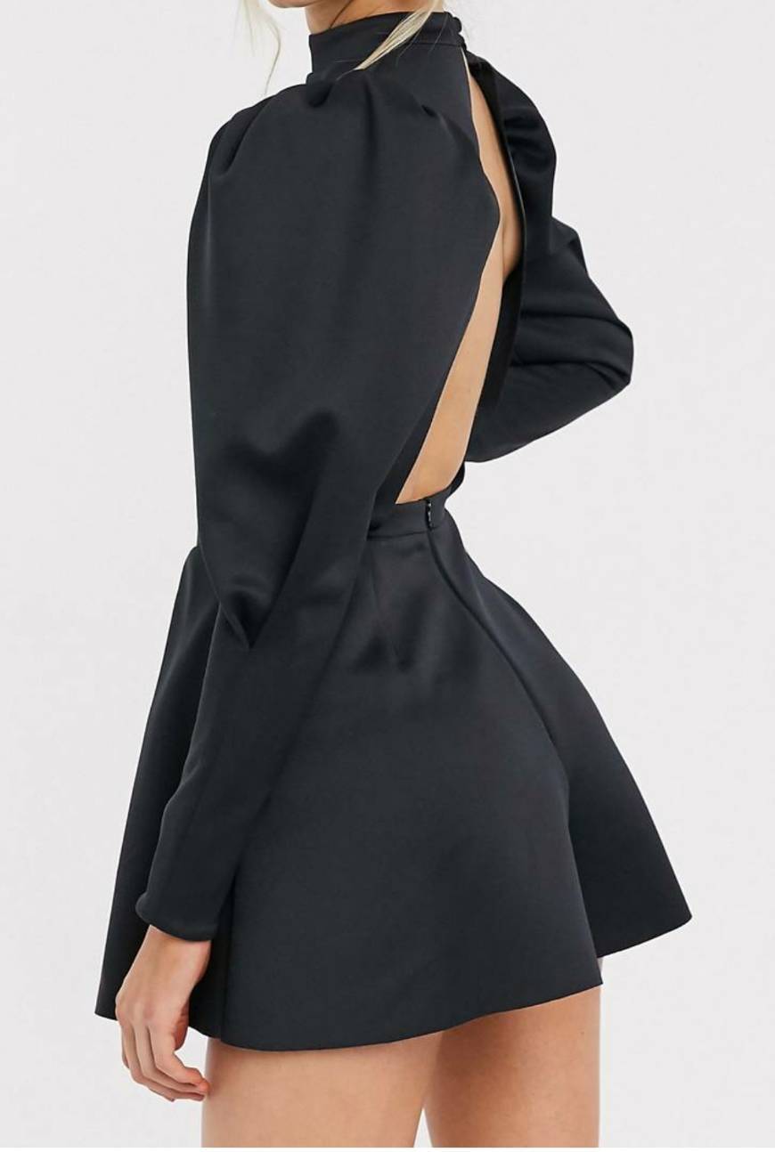 Product ASOS DESIGN folded scuba playsuit with puff sleeve