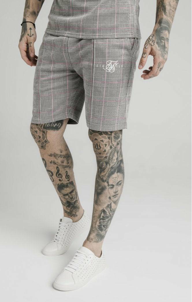 Product SikSilk Pleated Smart Shorts – Grey & Pink Check

