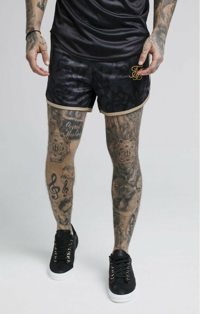 Product SikSilk Tape Trails Runner Shorts – Black & Gold

