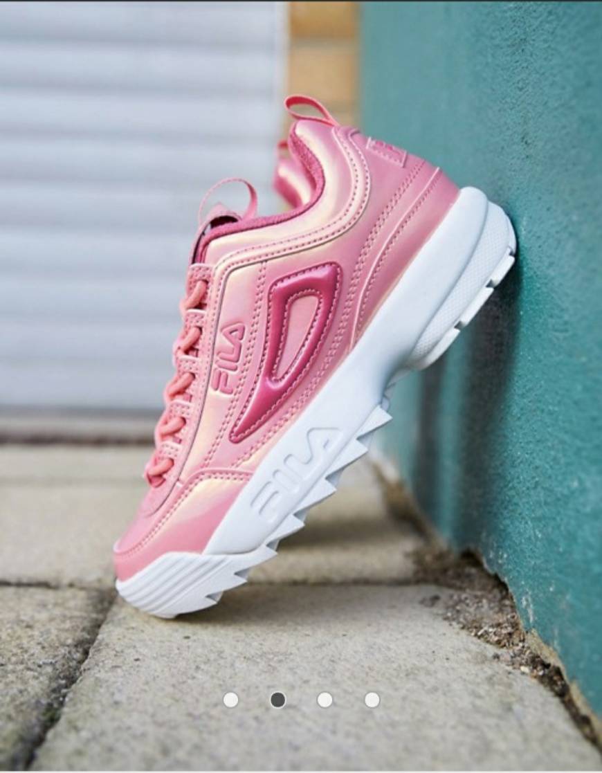 Fashion Fila Disruptor II trainers in metallic pink patent