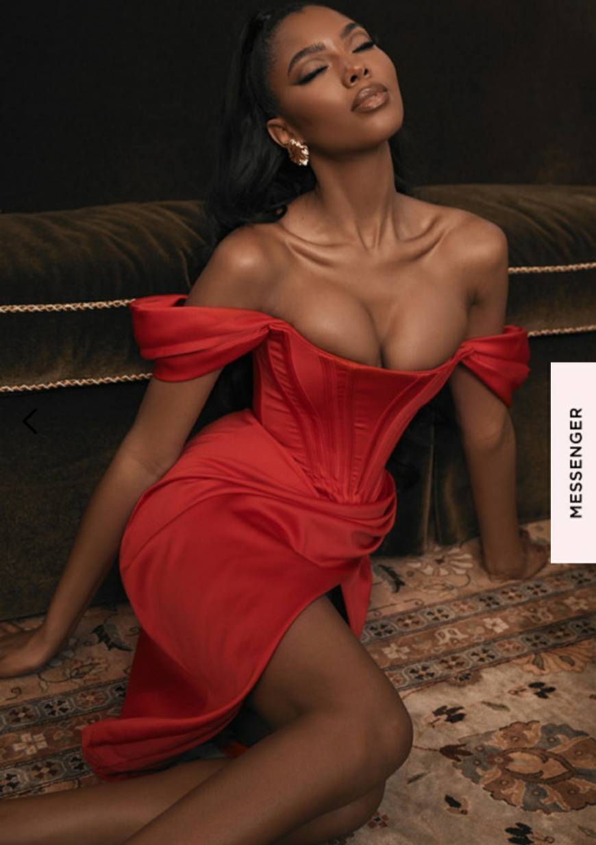 Fashion RED SATIN OFF SHOULDER DRESS