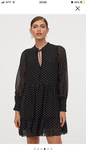 Fashion Vestido largo em chiffon - Preto/Estampado - SENHORA | H&M PT