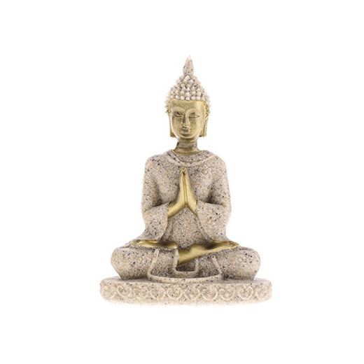 MagiDeal Estatua Estatuilla de Piedra Arenisca Escultura de Buda Meditación Tallada a