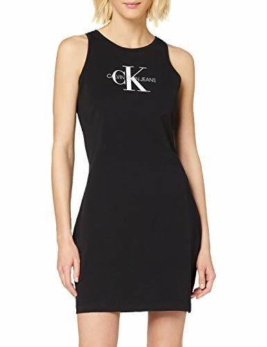 Calvin Klein Monogram Stretch Tank Dress Vestido, Negro