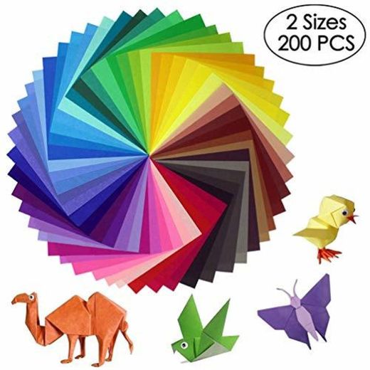 sunerly 200 hojas 50 colores vivos sola cara papel para Origami para proyectos de
