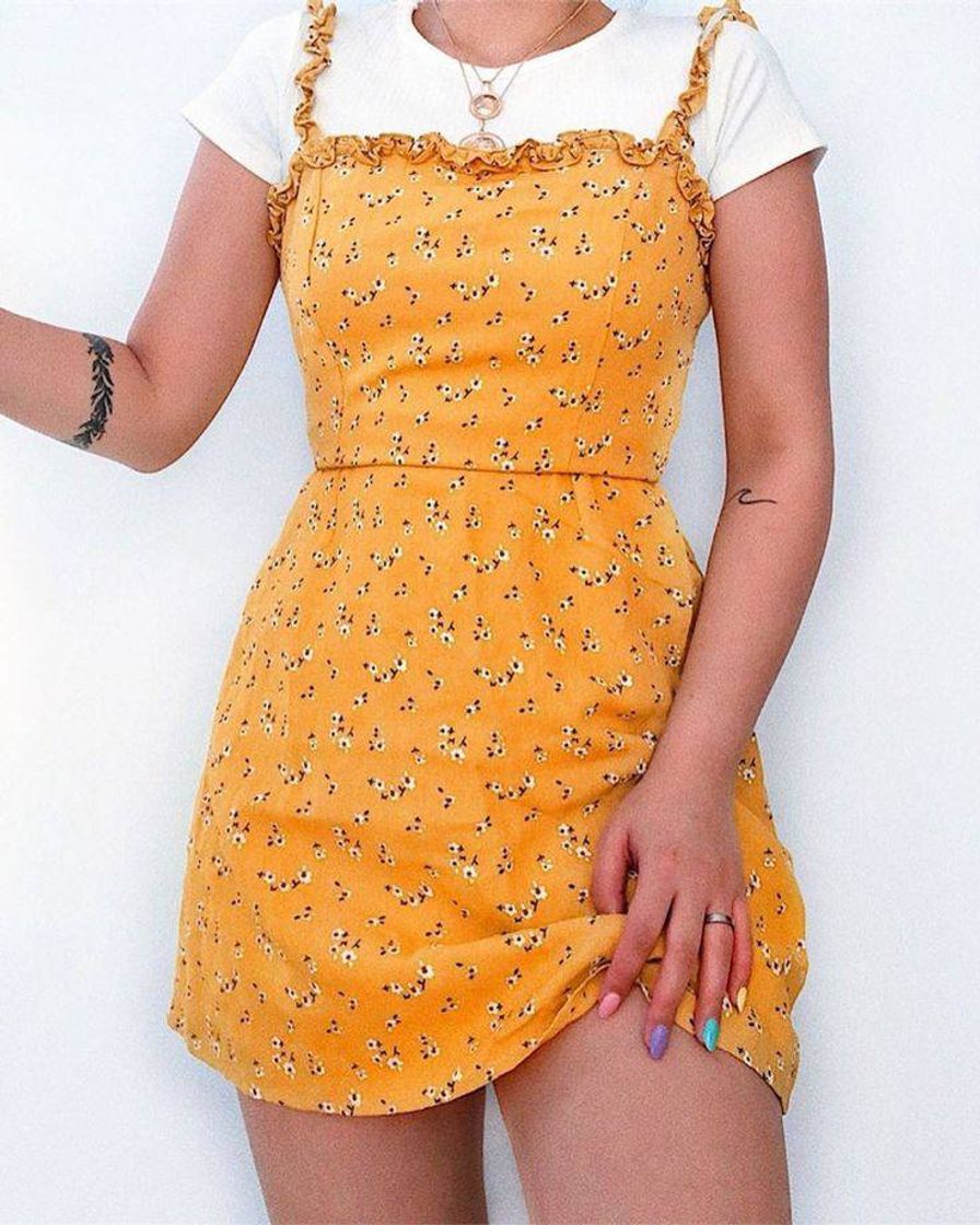 Fashion vestido amarelo florido💛