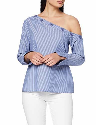 Marca Amazon - find. Off The Shoulder Button, Camisa para Mujer, Multicolor