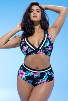 Bikini completo rayas multicolor Plus size