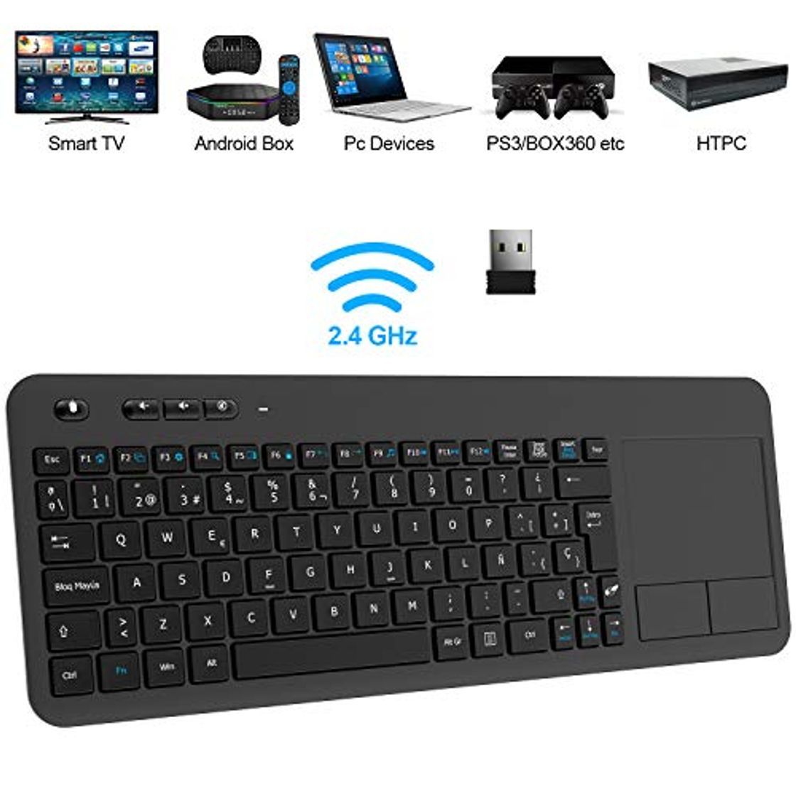 Productos TedGem Teclado Inalámbrico USB, 2,4GHz Teclados Inalambricos para Smart TV Teclados Inalambricos