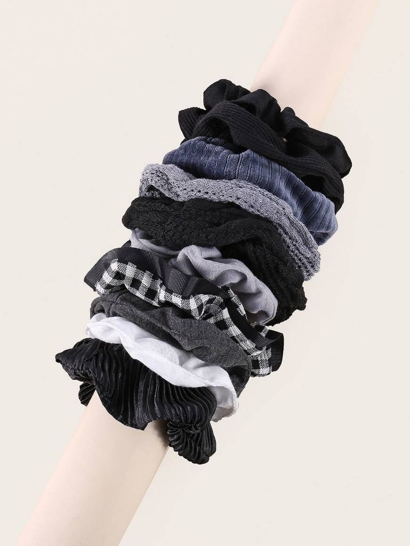 Fashion 10 peças de scrunchie padrão xadrez shein por R$28