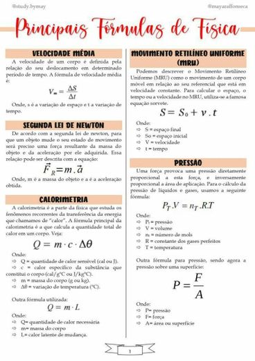 Principais fórmulas de física 