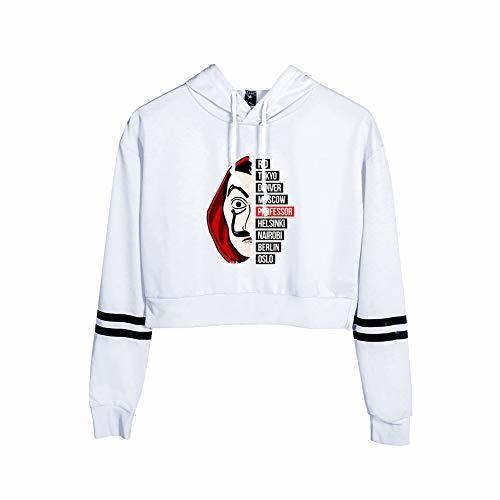 Social La CASA De Papel Sudadera con Capucha Corta Estampada de Letras Crop