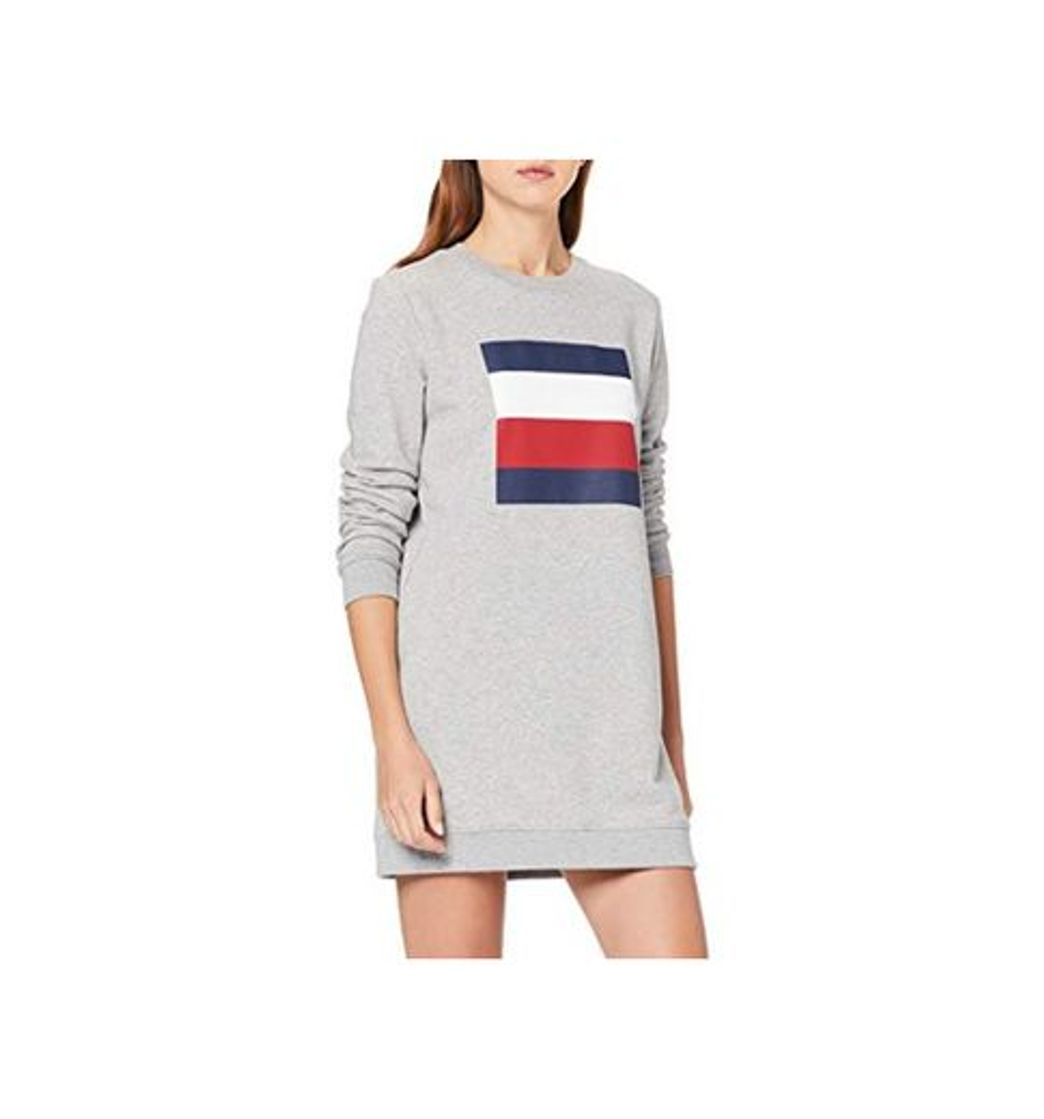 Moda Tommy Hilfiger Cora C-nk Sweatdress LS Vestido, Gris