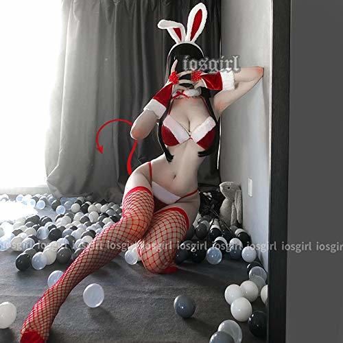 eclvuban Sweet Bunny Rabbit Plush Warm Winter Fire Red Cute Sexy Cosplay