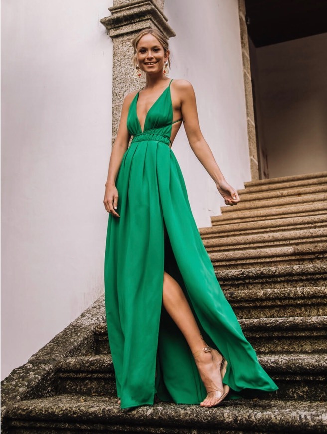 Producto VESTIDO VERDE COM ABERTURA 👗 