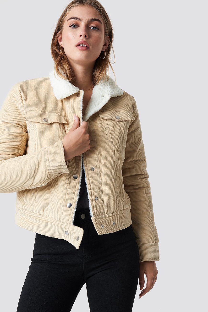 Fashion Corduroy Teddy Jacket Beige | na-kd.com