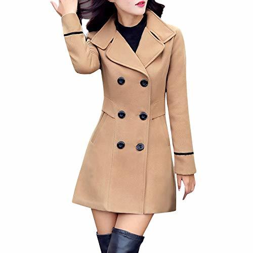 Product Women Coat Mujeres de Lana Breasted Elegante Manga Larga Oficina de Trabajo