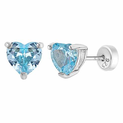 Product In Season Jewelry Plata fina 925 plata de ley corazón Blue Cubic