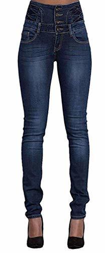 Fashion Leslady Mujer Pantalones Vaquero Skinny Push Up Pantalones Elástico Jeans Cintura Alta