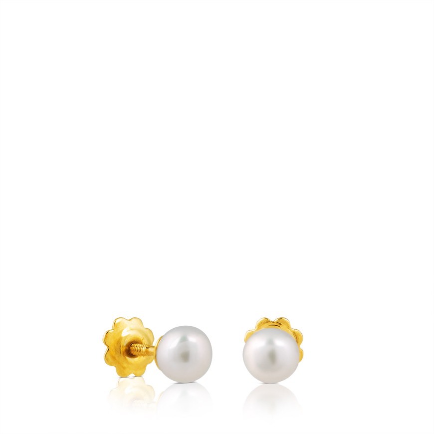 Fashion Pendientes baby TOUS en oro amarillo 18kt y perlas 0’4cm