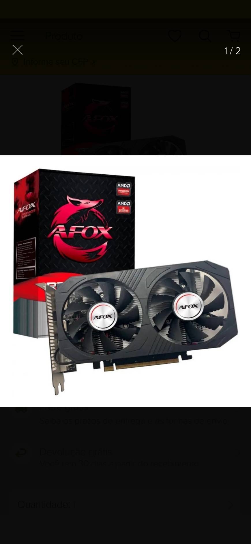 Moda Placa De Vídeo Afox Rx 560d Radeon 4gb Ddr5 Pci-express X16