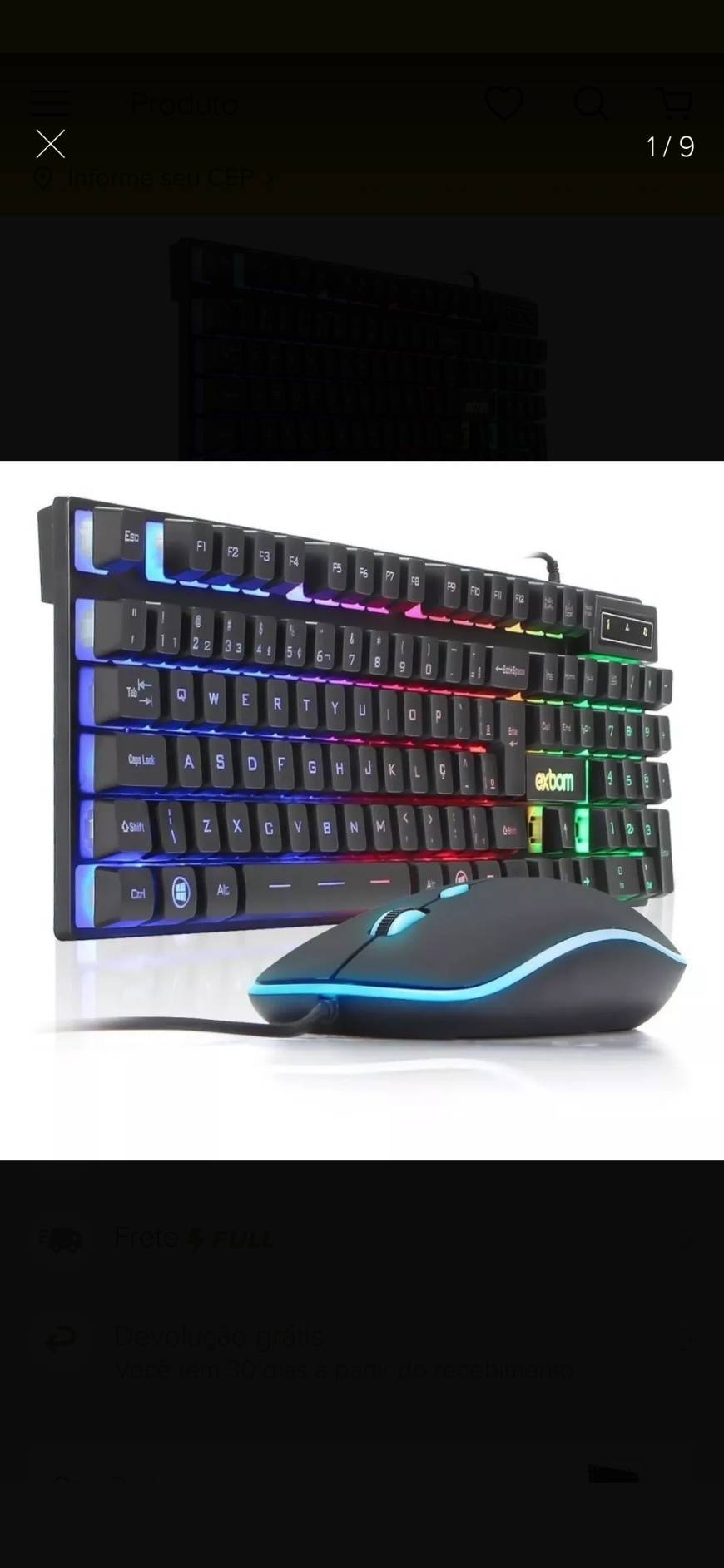 Moda Kit Teclado Mouse Gamer Rgb Led Colorido Bk G550 Abnt2 Games