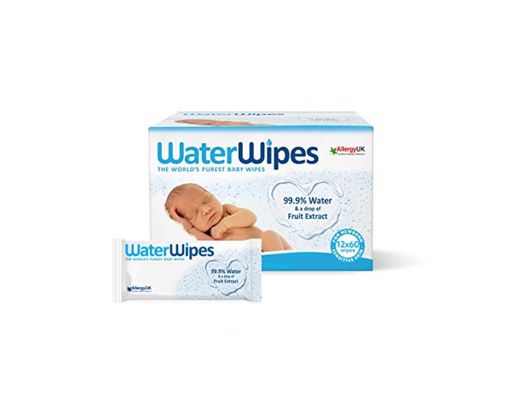 WaterWipes Toallitas para Pieles Sensible de Bebé, 12 paquetes x 60 toallitas