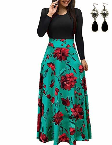 Product UUAISSO Mujer Vestido Fiesta Largo Manga Larga Floral Print Casual Verano Maxi