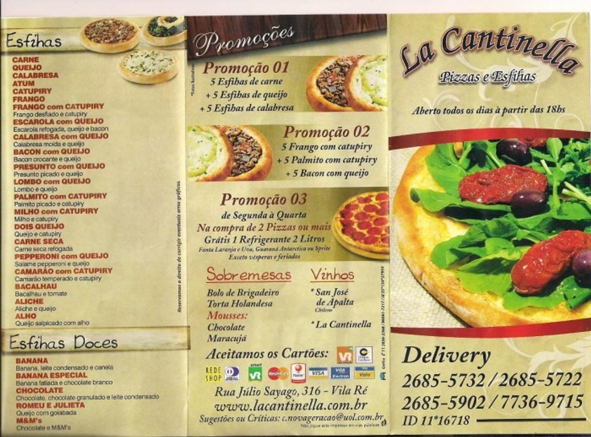 Restaurantes La Cantinella Pizzaria Vila Ré