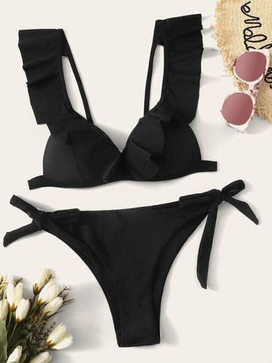 Bikini volantes con lazada lateral