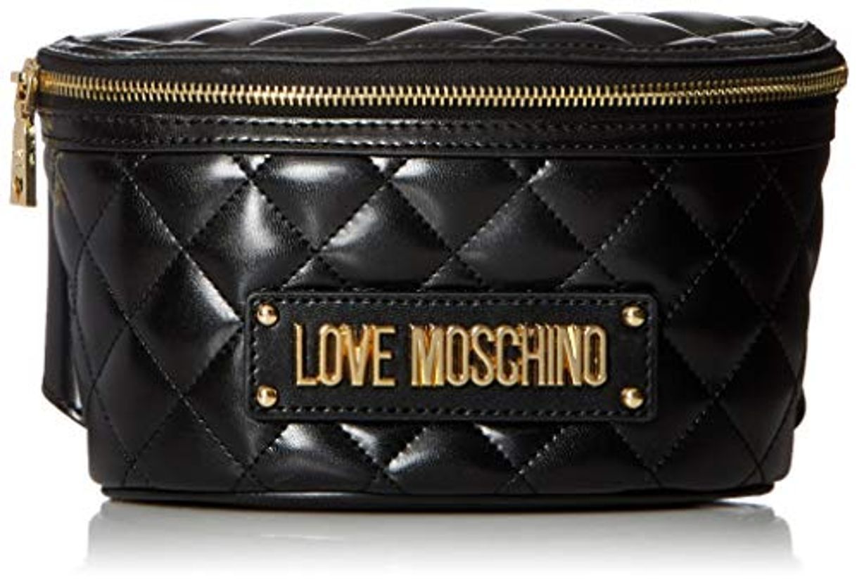 Social Love Moschino Borsa Quilted Nappa PU, Bolsa de mensajero para Mujer, Negro