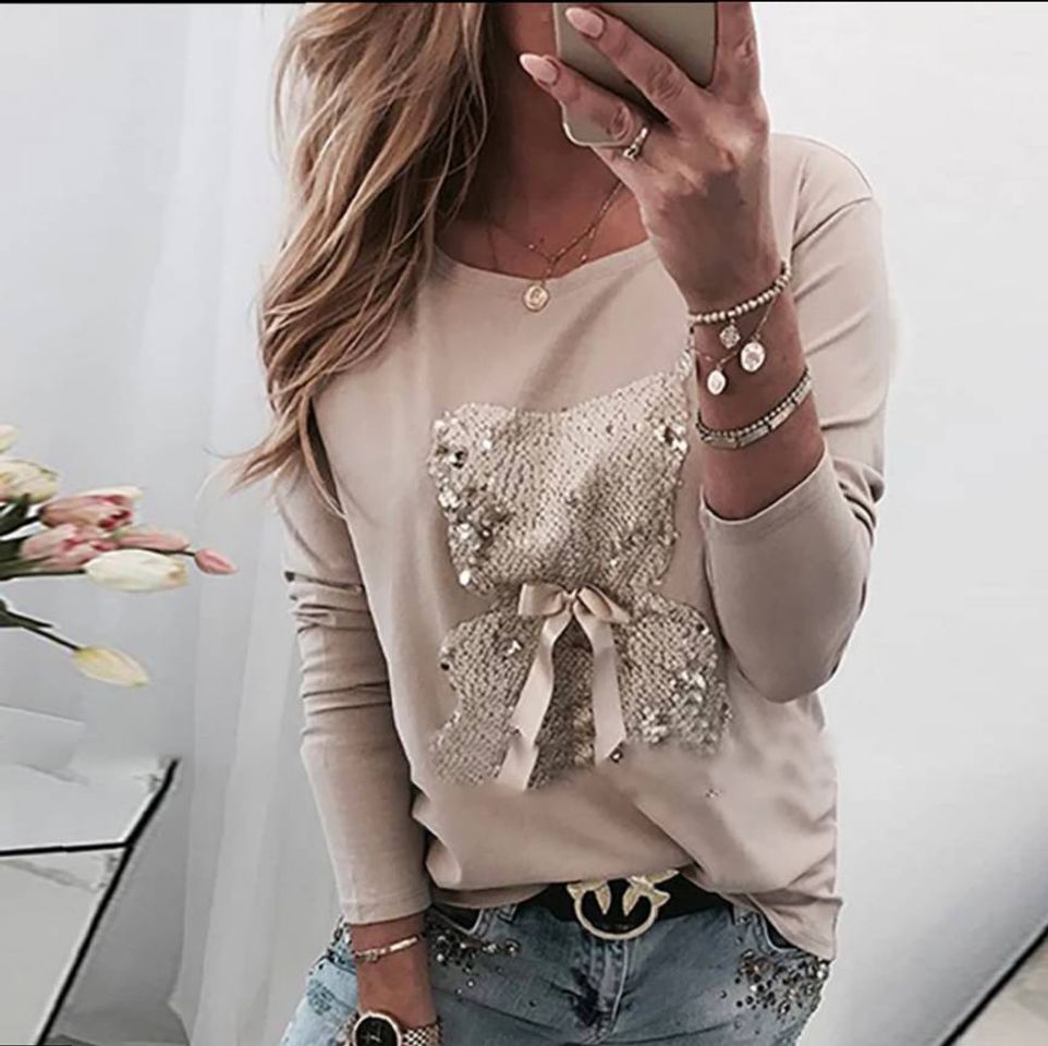 Social Lantejoulas casual sólido moda feminina roupas o pescoço man