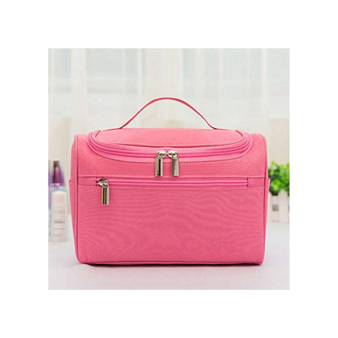 Producto Sangmei Novas Mulheres da Moda Casual profissional Grande capacidade de maquiagem Saco de cosméticos Caso alça de armazenamento Organizador de viagem Simples Bolsa@Rosa