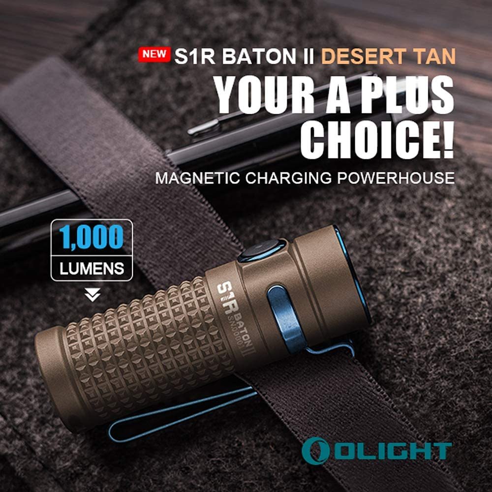 Olight S1R II Baton - Linterna pequeña de 1000 lúmenes/138 metros CW