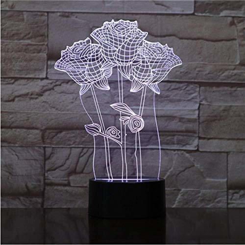 Lampada da tavolo a LED 3D Touch 3D Rose Flower Lampada da