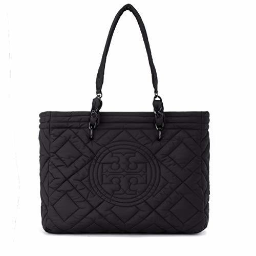 Electrónica Tory Burch Bolso de mano Fleming de tejido negro efecto pespunteado con