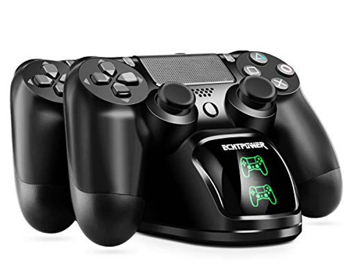 Social ECHTPower Cargador Mando PS4, Estación de Carga USB, Protección Inteligente con LED