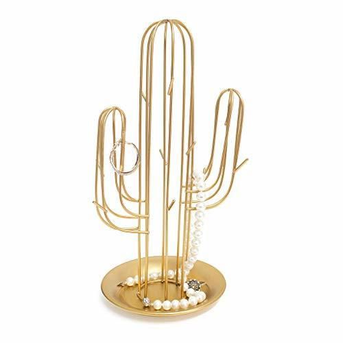 Balvi Soporte Joyas Cactus Color Dorado con Forma de Cactus Ideal para