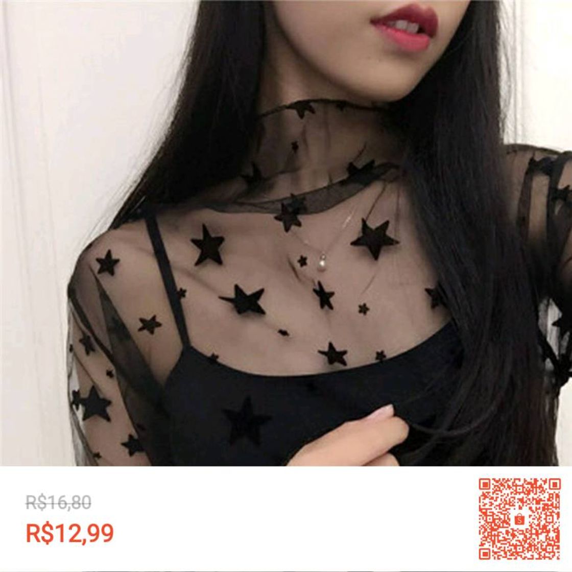 Moda Blusa de tela transparente com manga longa para verão 