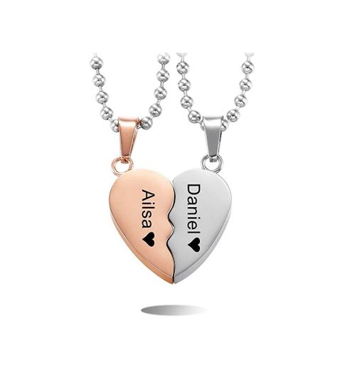XiXi Amistad para 4 Collar Personalizado Collar con Colgante de Corazón Acero Inoxidable Personalizable Collar para Amiga Mujeres Regalo para Aniversario San Valentín Navidad