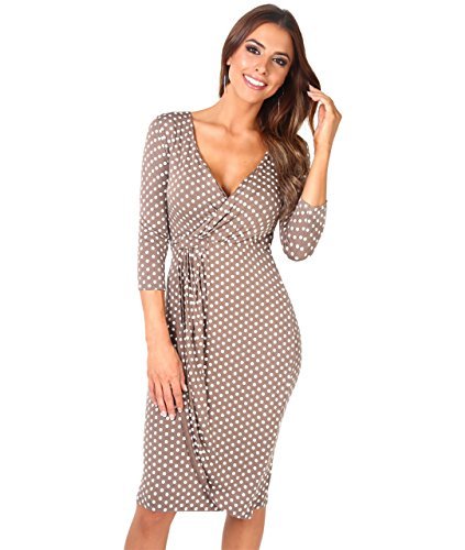 Lugar KRISP Vestido Moda Mujer Fruncido, Moca