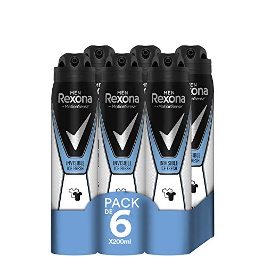 Social Rexona Invisible Desodorante Antitranspirante Ice - Pack de 6 x 200 ml